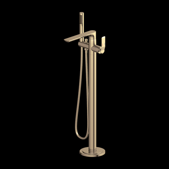 Brushed  Gold Free Standing Bath Mixer with Hand Shower – Aquant India